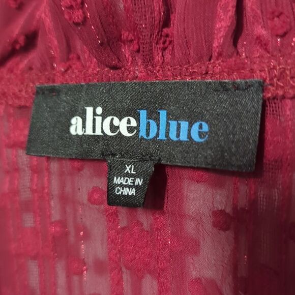 aliceblue Red Sheer Long Sleeve Blouse NWT - Picture 4 of 8